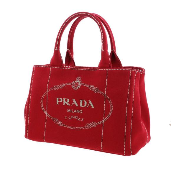Prada 2way Canapa Red Tote Mini Bag - Picture 1 of 6